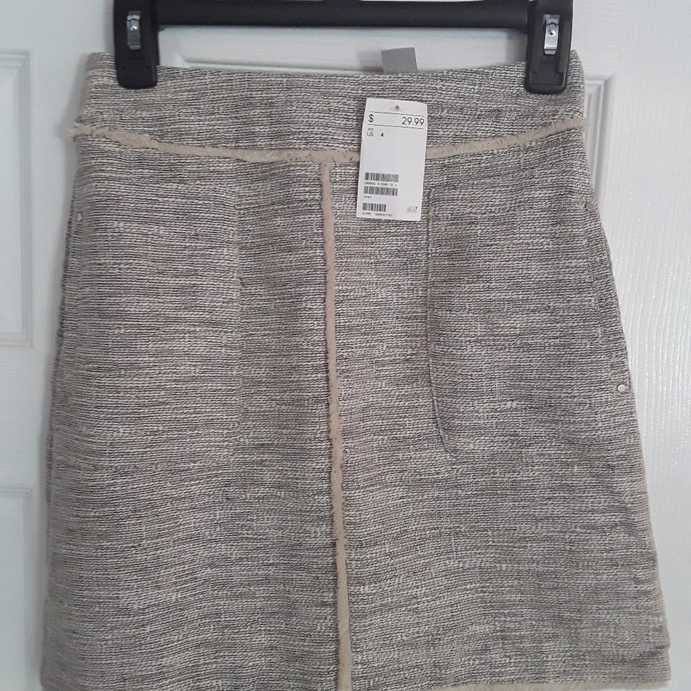 H&M Multi Color Taupe Tweed Skirt